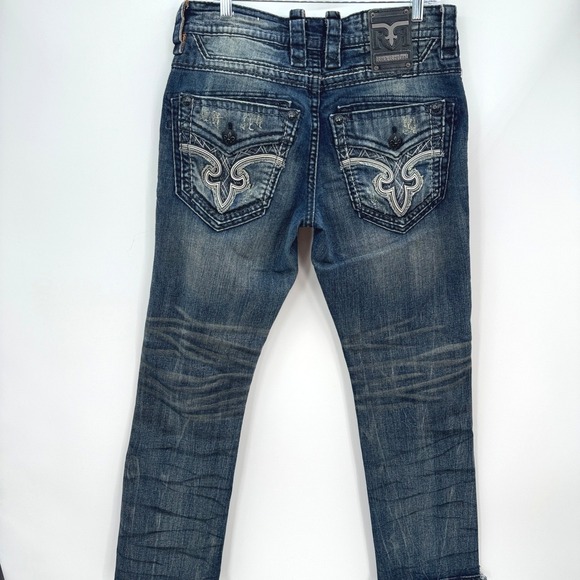 Rock Revival Denim Jeans Distressed Ripped Blue Mens Size 31 Straight - Picture 3 of 16